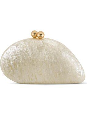 Women's White Shell Pearl Acrylic Clutch Purse Imported Evening Handbags